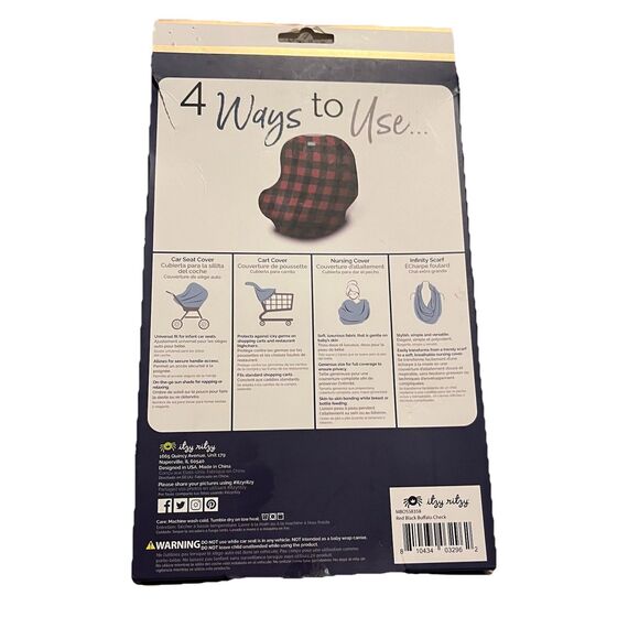 Itzy RItzy Mom Boss 4-in-1 Multi Use Cover Buffalo Plaid Out of Stock Fabric NIB - Picture 2 of 3